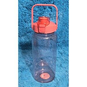 True Living 70 fl oz (2.07 L) Plastic Water Bottle Clear Pink Flip Top Handle